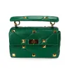 Luxurious bag - with rivets / chain strap / handle - genuine leatherHandbags