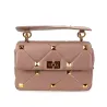 Bolsa luxuosa - com rebites / alça de corrente / alça - couro genuíno