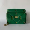 Bolsa luxuosa - com rebites / alça de corrente / alça - couro genuíno