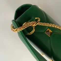 Bolsa luxuosa - com rebites / alça de corrente / alça - couro genuíno
