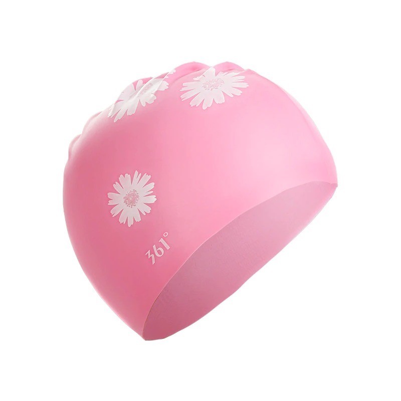 Silicone swimming cap - waterproof - ear / long hair protection - floral printSwimming