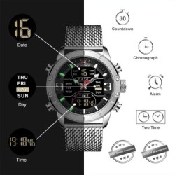 NAVIFORCE - relógio esportivo de luxo - quartzo - digital - display duplo analógico - à prova d'água