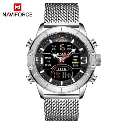 NAVIFORCE - relógio esportivo de luxo - quartzo - digital - display duplo analógico - à prova d'água
