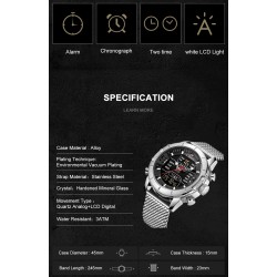 NAVIFORCE - relógio esportivo de luxo - quartzo - digital - display duplo analógico - à prova d'água