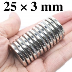 Ímã de cilindro de neodímio N35 - 25 mm * 3 mm - 10 peças