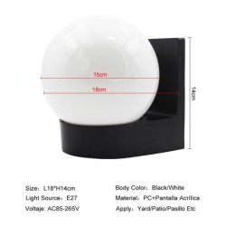 Lâmpada moderna em forma de bola - luz de parede ao ar livre