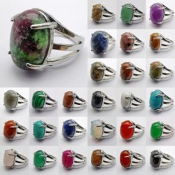 Vintage ring - with natural stone - crystal tiger eye - rhodonite - sodalite - sandstone - labradorite - lapisRings