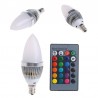 E12 E14 3W RGB LED 15 - lâmpada de vela com controle remoto - mudança de cor