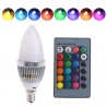 E12 E14 3W RGB LED 15 - lâmpada de vela com controle remoto - mudança de cor