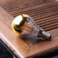 Lâmpada LED - bolha de espelho G45 ouro - regulável - branco quente - 4W - E12 - E14 - 10 peças