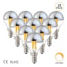 Lâmpada LED - globo espelhado prata G45 - regulável - branco quente - 4W - E12 - E14 - E26 - E27 - 10 peças