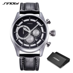 SINOBI - elegante relógio de quartzo multifuncional - cronógrafo - pulseira de couro