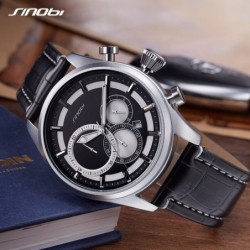 SINOBI - elegante relógio de quartzo multifuncional - cronógrafo - pulseira de couro