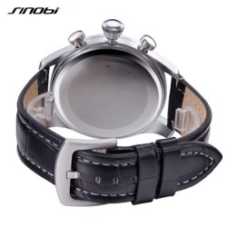 SINOBI - elegante relógio de quartzo multifuncional - cronógrafo - pulseira de couro