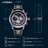 SINOBI - elegante relógio de quartzo multifuncional - cronógrafo - pulseira de couro