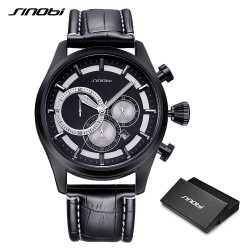 SINOBI - elegante relógio de quartzo multifuncional - cronógrafo - pulseira de couro