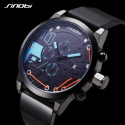 SINOBI - relógio de quartzo elegante - pulseira de silicone - fio de metal