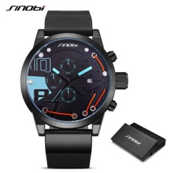 SINOBI - relógio de quartzo elegante - pulseira de silicone - fio de metal