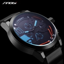 SINOBI - relógio de quartzo elegante - pulseira de silicone - fio de metal
