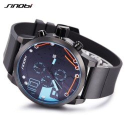 SINOBI - relógio de quartzo elegante - pulseira de silicone - fio de metal