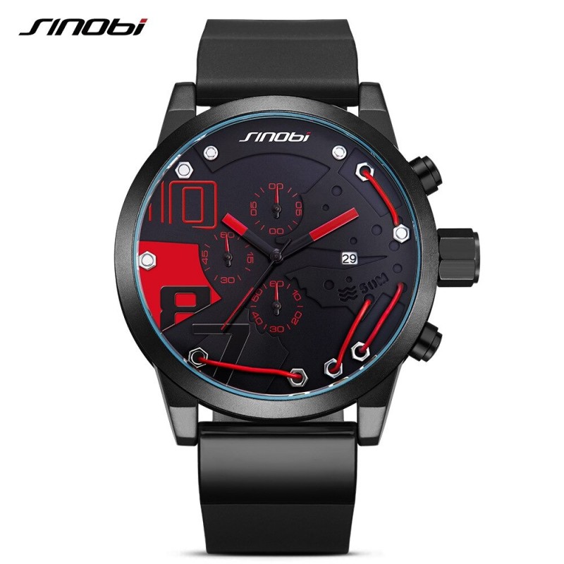 SINOBI - relógio de quartzo elegante - pulseira de silicone - fio de metal