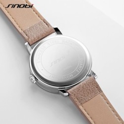 SINOBI - elegante relógio de quartzo - pulseira de couro - design de rosto sorridente
