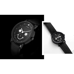 SINOBI - stylish quartz watch - leather strap - smile face designWatches