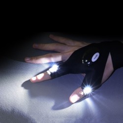 Luvas sem dedos - com lanterna LED - à prova d'água - camping - caminhadas - ferramenta de sobrevivência