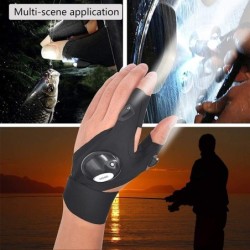 Luvas sem dedos - com lanterna LED - à prova d'água - camping - caminhadas - ferramenta de sobrevivência