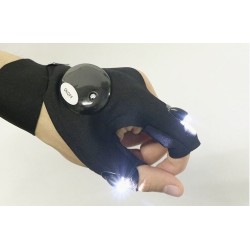 Luvas sem dedos - com lanterna LED - à prova d'água - camping - caminhadas - ferramenta de sobrevivência