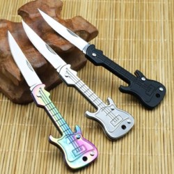 Mini canivete - dobrável - formato de guitarra - aço inoxidável