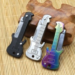 Mini canivete - dobrável - formato de guitarra - aço inoxidável