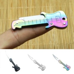 Mini canivete - dobrável - formato de guitarra - aço inoxidável
