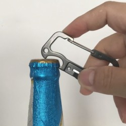 Minifaca multifuncional - com abridor de garrafas / mosquetão - aço inoxidável
