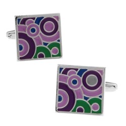 Botões de punho quadrados na moda - mosaico roxo