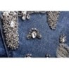 Jaqueta jeans curta vintage - com diamantes / furos