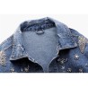 Jaqueta jeans curta vintage - com diamantes / furos