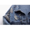 Jaqueta jeans curta vintage - com diamantes / furos