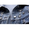 Jaqueta jeans curta vintage - com diamantes / furos