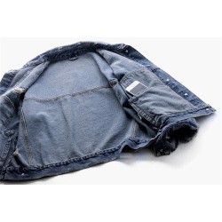Jaqueta jeans curta vintage - com diamantes / furos