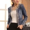 Jaqueta jeans curta elegante - com lantejoulas / cristais - slim
