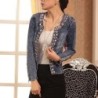 Jaqueta jeans curta elegante - com lantejoulas / cristais - slim