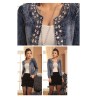 Fashionable short denim jacket - with sequins / crystals - slimJackets