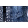 Jaqueta jeans curta elegante - com lantejoulas / cristais - slim