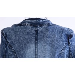Jaqueta jeans curta elegante - com lantejoulas / cristais - slim
