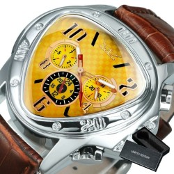 Jaragar - luxuoso relógio esportivo automático - mostrador geométrico triangular - pulseira de couro genuíno