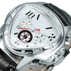 Jaragar - luxuoso relógio esportivo automático - mostrador geométrico triangular - pulseira de couro genuíno