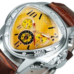 Jaragar - luxuoso relógio esportivo automático - mostrador geométrico triangular - pulseira de couro genuíno