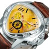 Jaragar - luxurious automatic sports watch - geometric triangle dial - genuine leather strapWatches