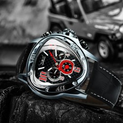 Jaragar - luxuoso relógio esportivo automático - mostrador geométrico triangular - pulseira de couro genuíno